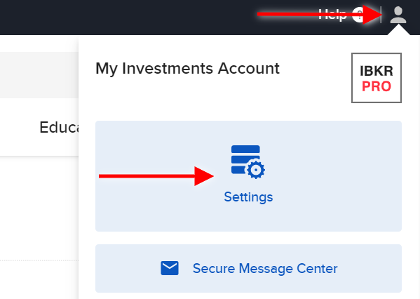 IBKR settings on the client portal